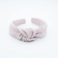 Diadema nudo lino rosa empolvado hecha a mano