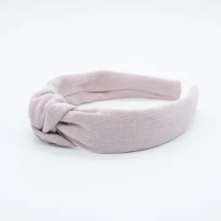Diadema nudo lino rosa empolvado hecha a mano