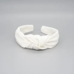 Diadema nudo marfil lino hecha a mano