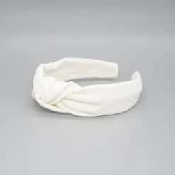 Diadema nudo marfil lino hecha a mano