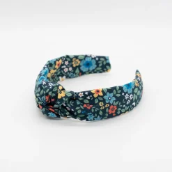 Diadema nudo negra flores color hecha a mano
