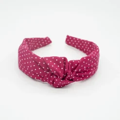 Diadema nudo rojo fresa topos hecha a mano