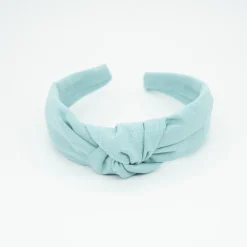 Diadema nudo verde agua lino hecha a mano