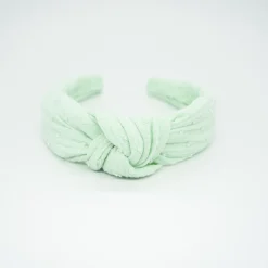 Diadema nudo verde mint plumeti hecha a mano