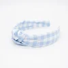 Diadema nudo vichy azul celeste hecha a mano