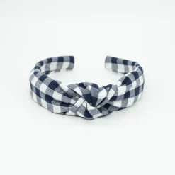 Diadema nudo vichy azul marino hecha a mano