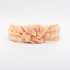Diadema nudo vichy bicolor rosa flamingo