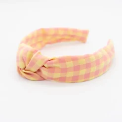 Diadema nudo vichy bicolor rosa flamingo
