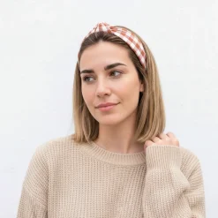 Diadema nudo vichy caldera hecha a mano