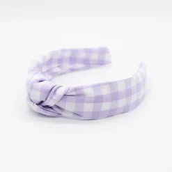 Diadema nudo vichy malva hecha a mano
