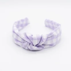 Diadema nudo vichy malva hecha a mano