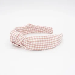 Diadema nudo vichy pequeño rosa nude hecha a mano
