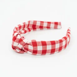 Diadema nudo vichy rojo hecha a mano