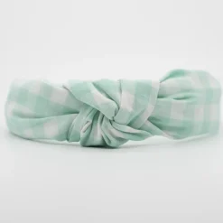 Diadema nudo vichy verde mint hecha a mano