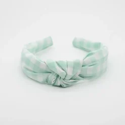 Diadema nudo vichy verde mint hecha a mano