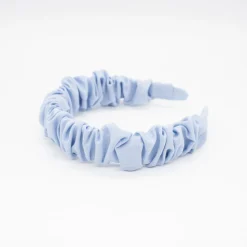 Diadema scrunchie azul celeste lino