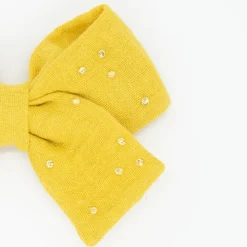 Lazo clásico gasa amarillo ocre topos oro