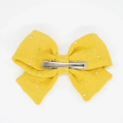 Lazo clásico gasa amarillo ocre topos oro