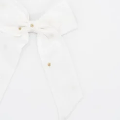 Lazo Coquette Blanco con Bordado Floral