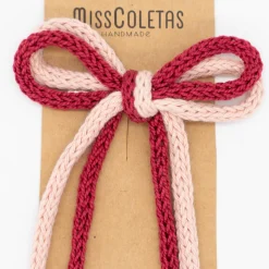 Lazo crochet cordón doble rojo burdeos