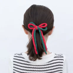 Lazo crochet cordón doble rojo combinado