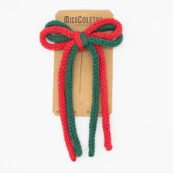 Lazo crochet cordón doble rojo combinado