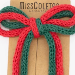 Lazo crochet cordón doble rojo combinado