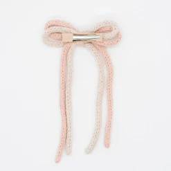 Lazo crochet cordón doble rosa y beige
