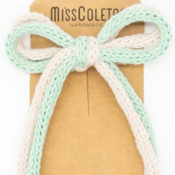 Lazo crochet cordón doble verde agua