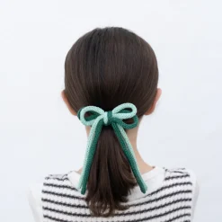 Lazo crochet cordón doble verde agua
