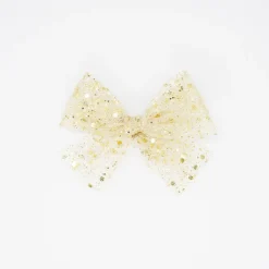 Lazo de tul glitter oro