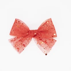 Lazo de tul glitter rojo