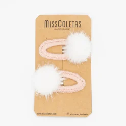 Pack Clip forrado crochet rosa pompón