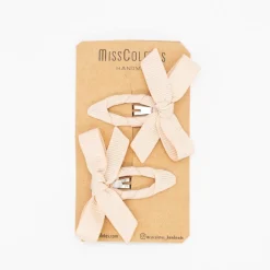 Pack clips mini lacito beige