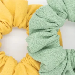 Pack coleteros scrunchies ocre y verde