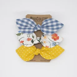 Pack de 3 coleteros lazo blanco flores
