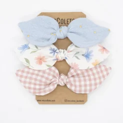Pack de 3 coleteros lazo flores colores