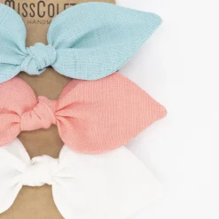 Pack de 3 coleteros lazo lino pastel