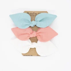 Pack de 3 coleteros lazo lino pastel