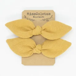 Pack de 2 minicoleteros lazo amarillo ocre rústico