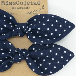 Pack de 2 minicoleteros lazo azul marino topos