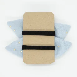 Pack de 2 minicoleteros lazo azul celeste topos oro