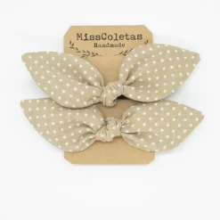 Pack de 2 minicoleteros lazo beige topos