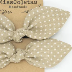 Pack de 2 minicoleteros lazo beige topos