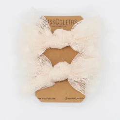 Pack de 2 minicoleteros lazo de tul beige