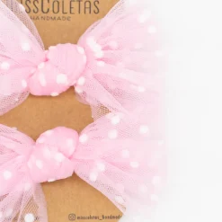 Pack de 2 minicoleteros lazo de tul rosa
