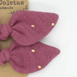 Pack de 2 minicoleteros lazo frambuesa topos oro