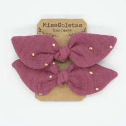 Pack de 2 minicoleteros lazo frambuesa topos oro