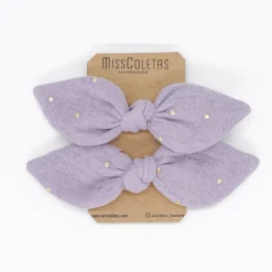 Pack de 2 minicoleteros lazo malva topos oro