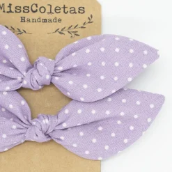 Pack de 2 minicoleteros lazo malva topos